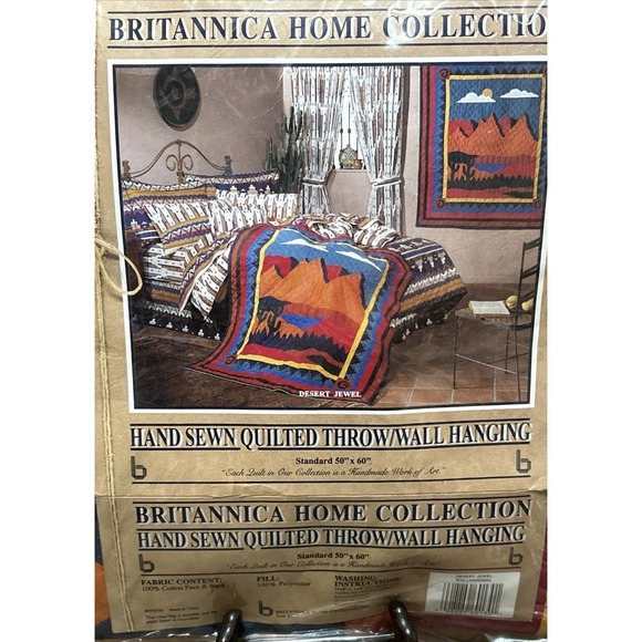 Britannica Home Collection Desert Jewel Hand Sewn Quilt Throw Wall Hanging 50x60 - Picture 2 of 11